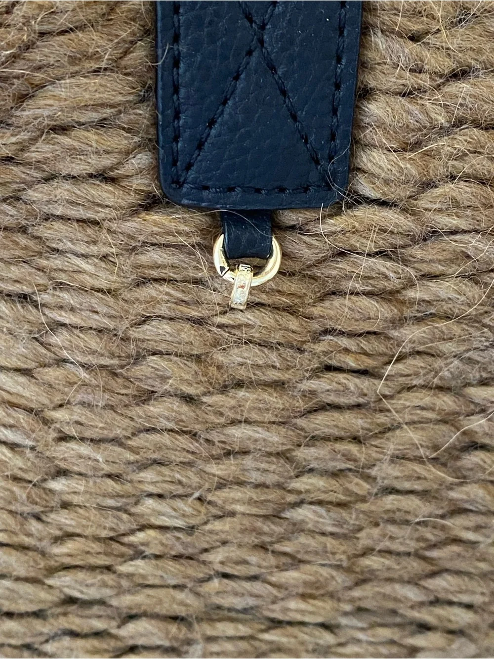 Stefanel Camel Knit Tote with Black Leather Handles